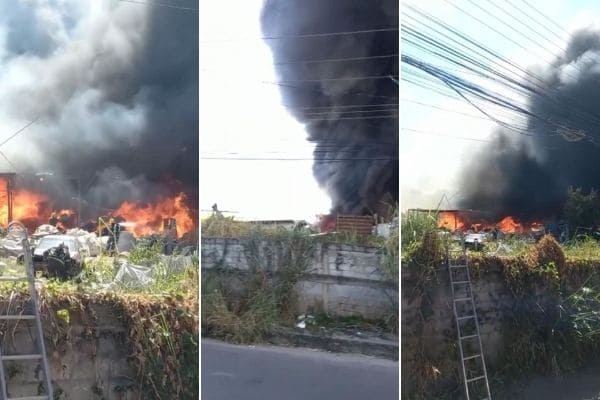 Incêndio de grandes proporções mobiliza bombeiros em Contagem